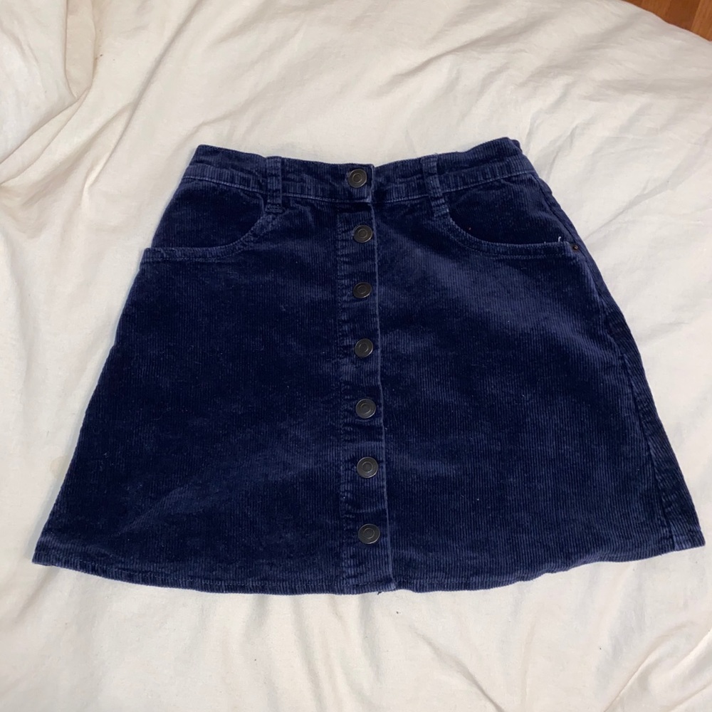 brandy melville navy corduroy button up skirt